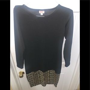 LuLaRoe Black Debbie Dress with Gold Sparkle